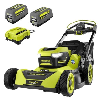 RYOBI 40V HP Brushless Whisper Series 21″ Walk Behind Self-Propelled All Wheel Drive Lawn Mower